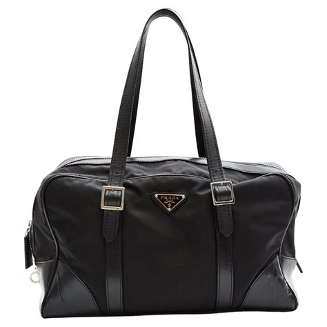 Prada Prada Signature Duffle Travel Bag In Black Nylon on SALE 